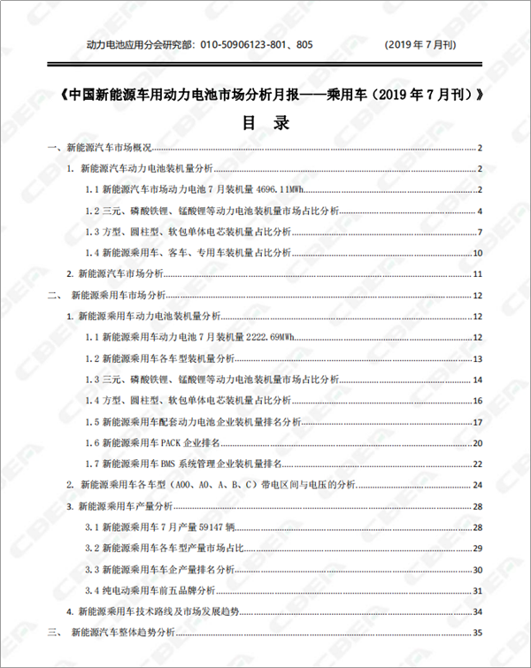 2019中國新能源車用動(dòng)力電池市場(chǎng)分析月報(bào)——乘用車